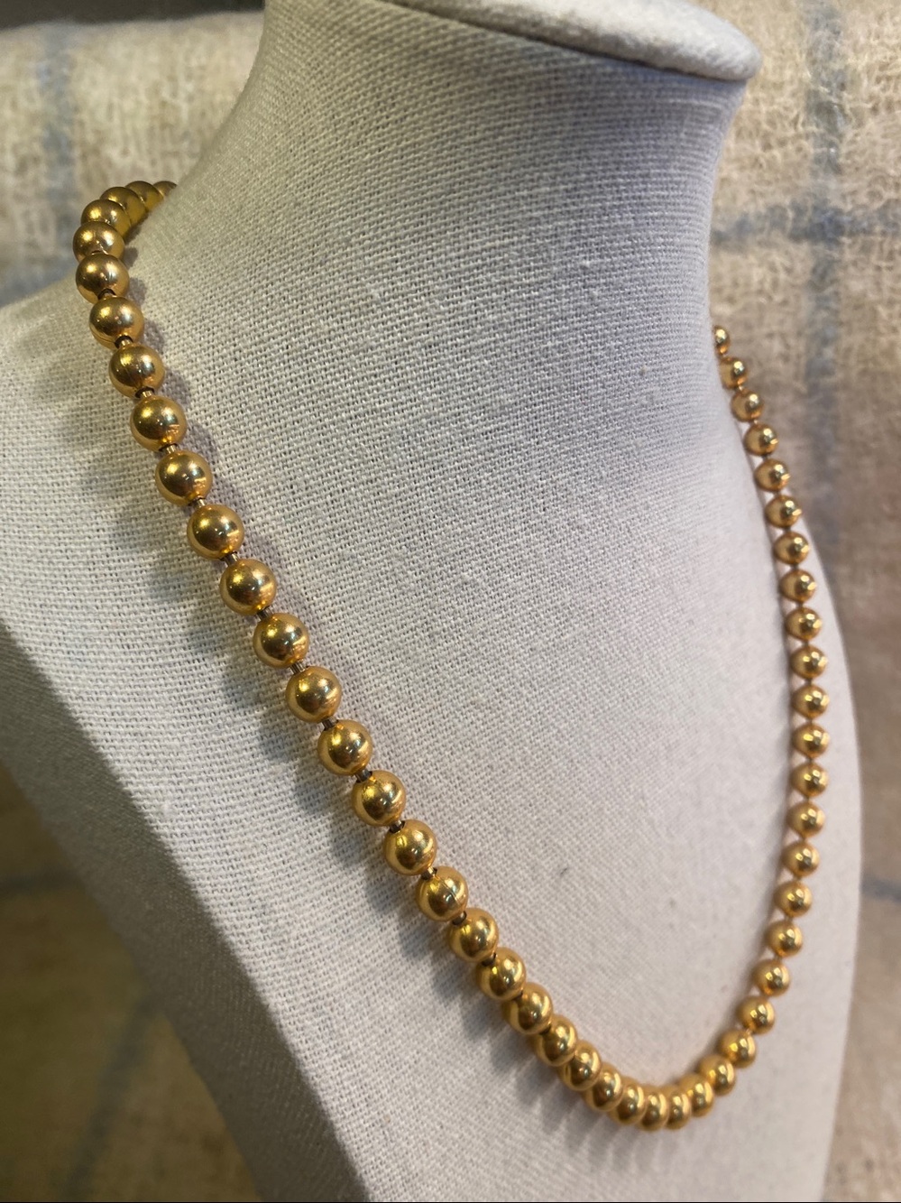 Vintage Gold Tone Beaded Necklace 18.5” Substantial Weight Classic Luxe